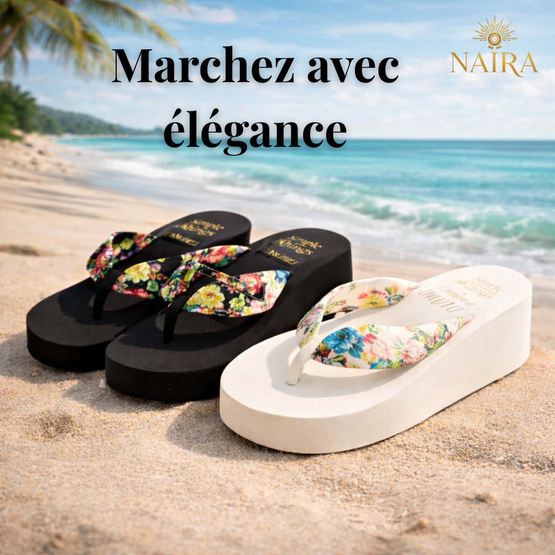 Sandale chic bohème femme NAÏRA – Tong plate légère, vue face