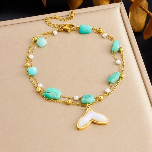 Cheville Sirène | Pierre Bleue & Pendentif Océan